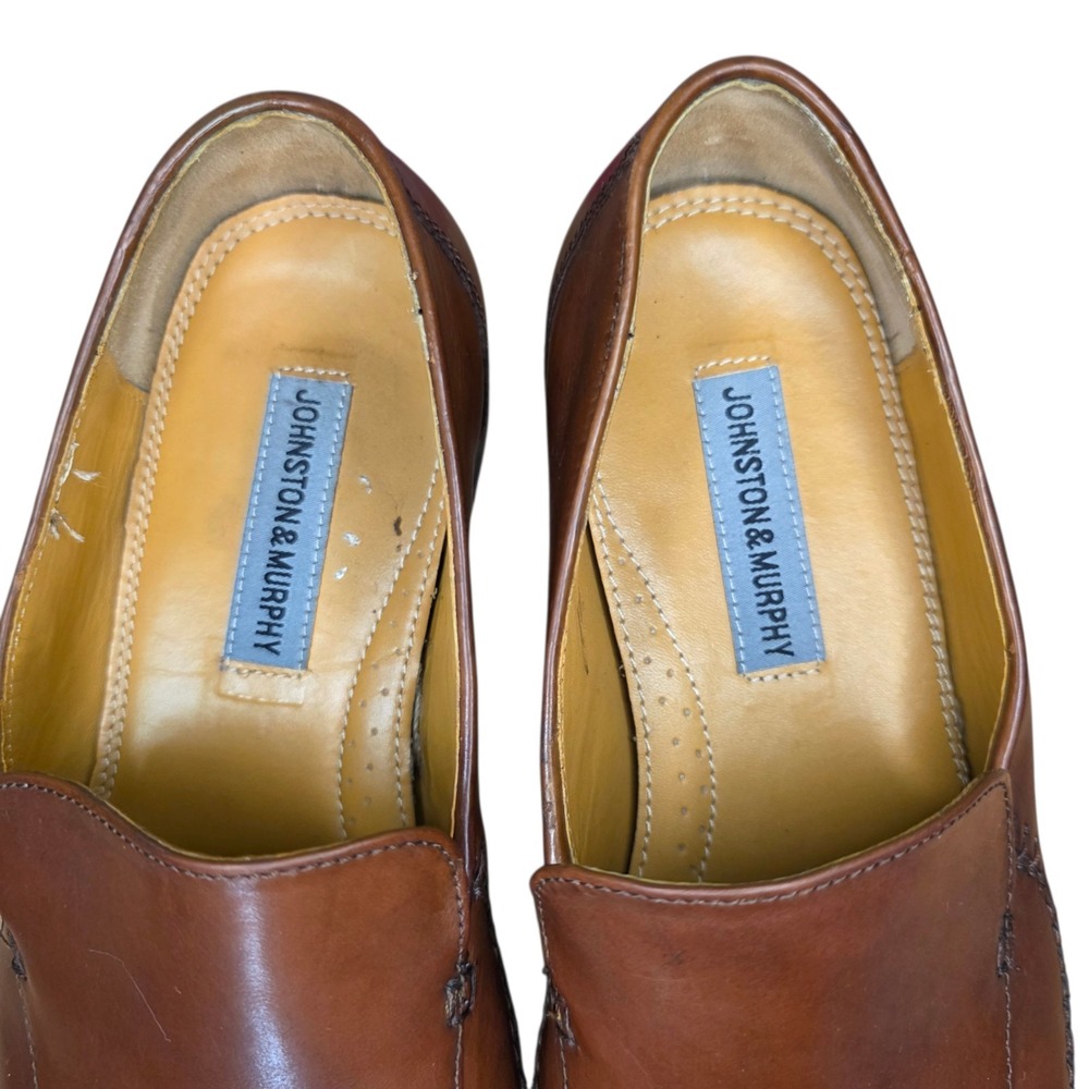 Johnston & Murphy Mens 10 M Brown Leather Loafers Moc Toe Dress Shoes - Picture 7 of 11